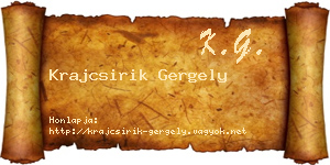 Krajcsirik Gergely névjegykártya